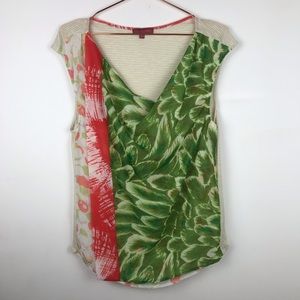 One September Anthro Mixed Media Cowl Neck Top M